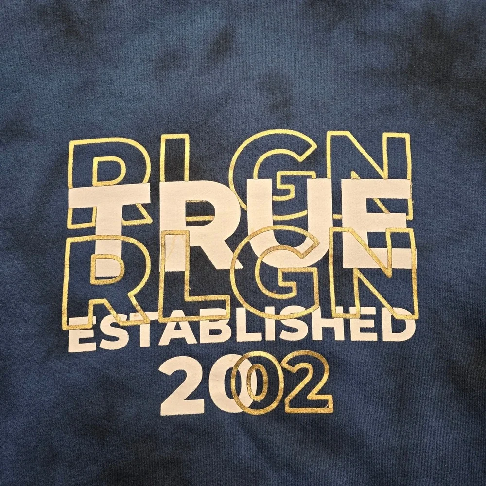 True Religion Sweatshirt‎ Mens XL Blue Tie Dye Crewneck Pullover Streetwear Logo